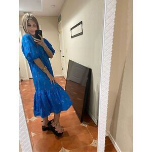 ZARA Embroidered Floral MIDI Dress size XS Blogger Fave